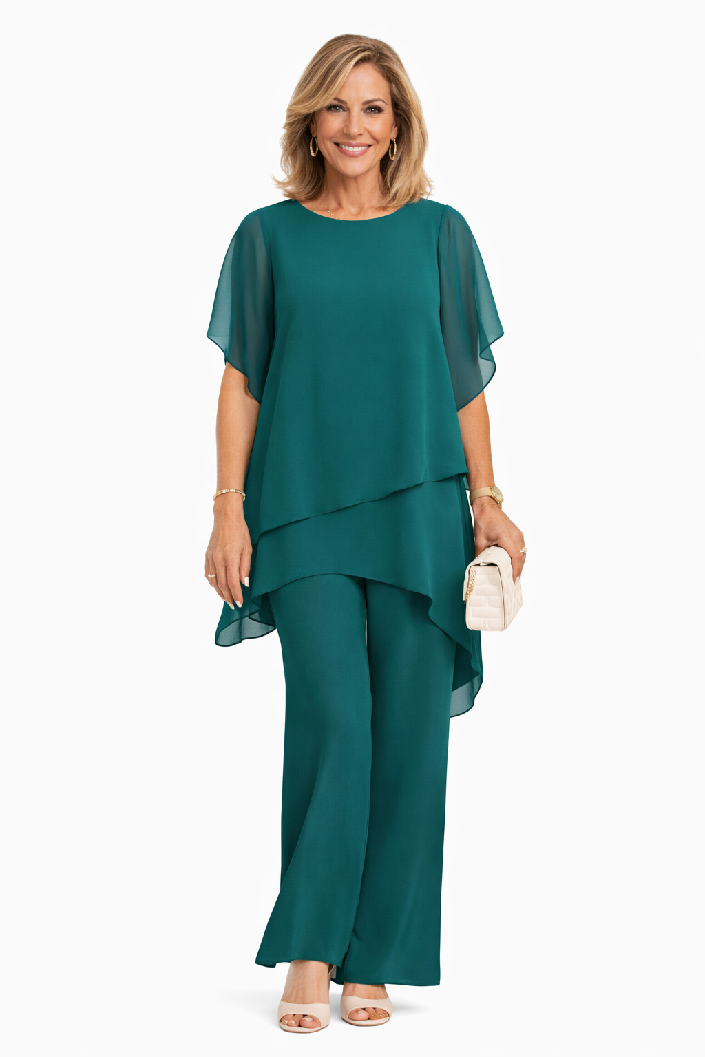 Avelonix™ - Ensemble femme deux pièces fluide élégant pantalon large soirée