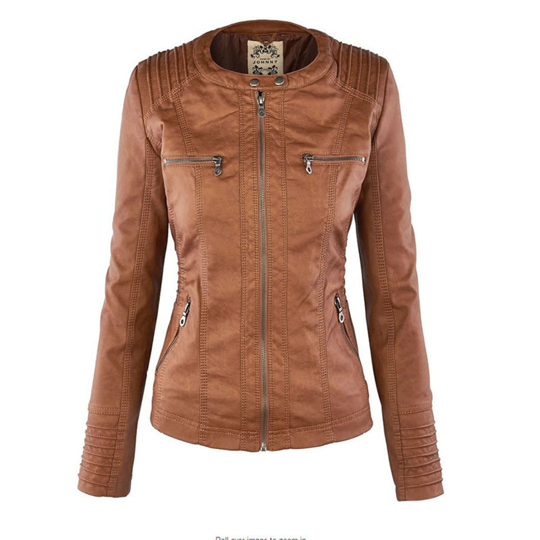 Rieke - Veste femme en similicuir à capuche et fermeture éclair