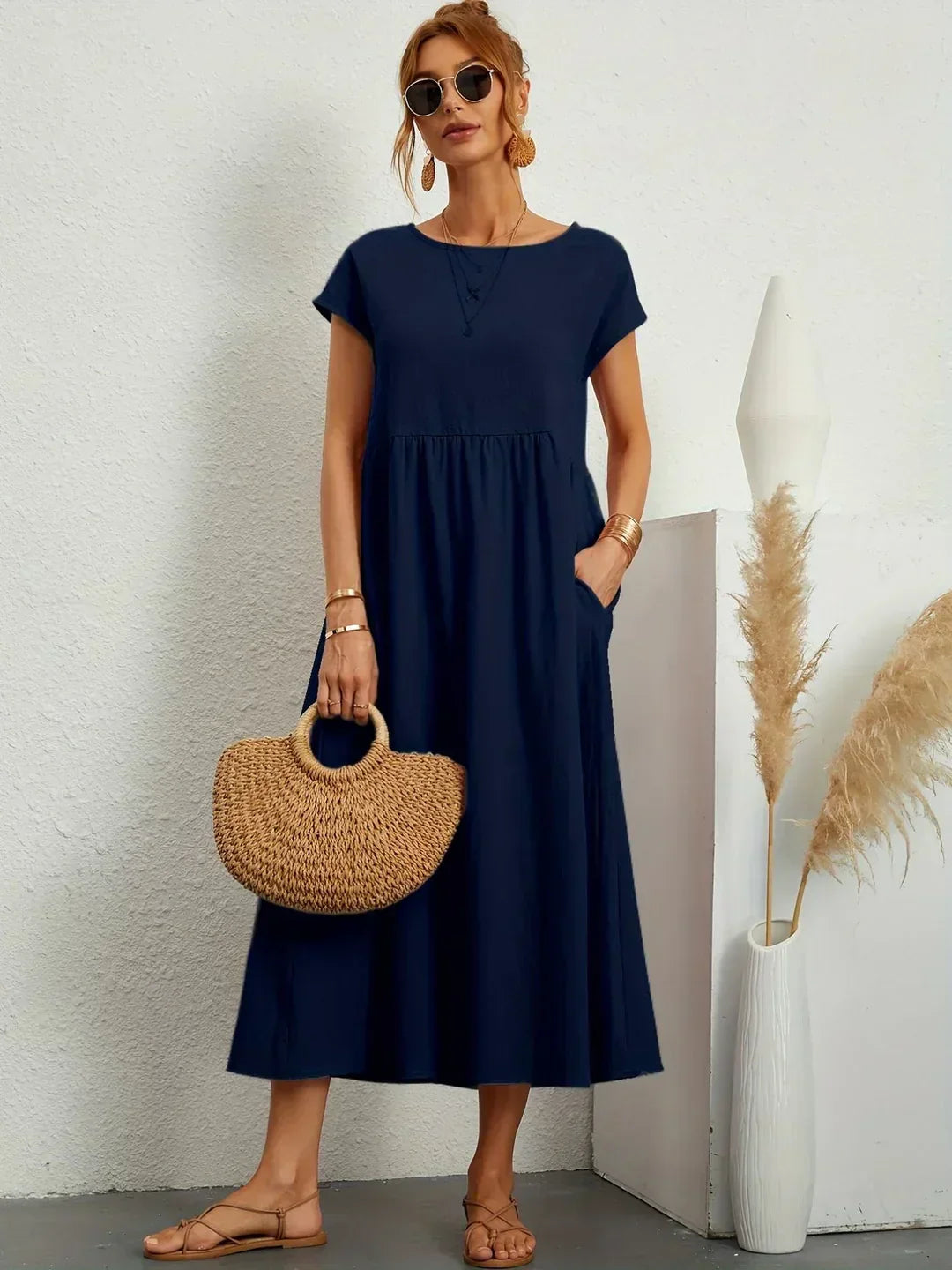 Quessara™ - Robe Midi Décontractée Coupe Fluide