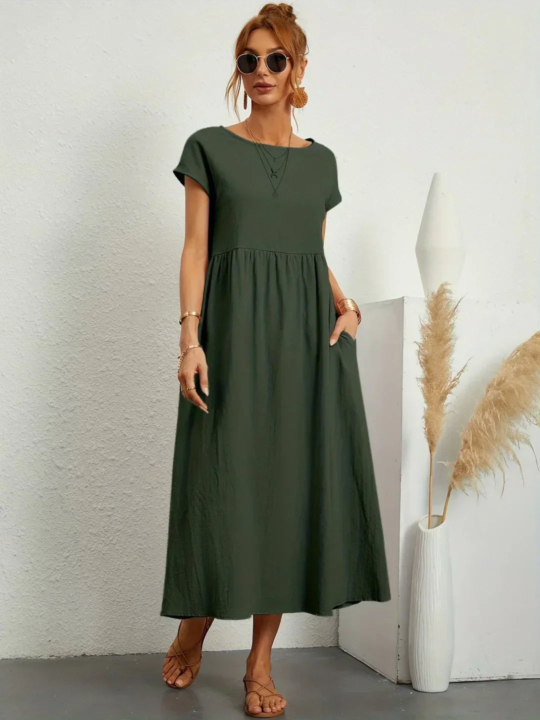 Quessara™ - Robe Midi Décontractée Coupe Fluide