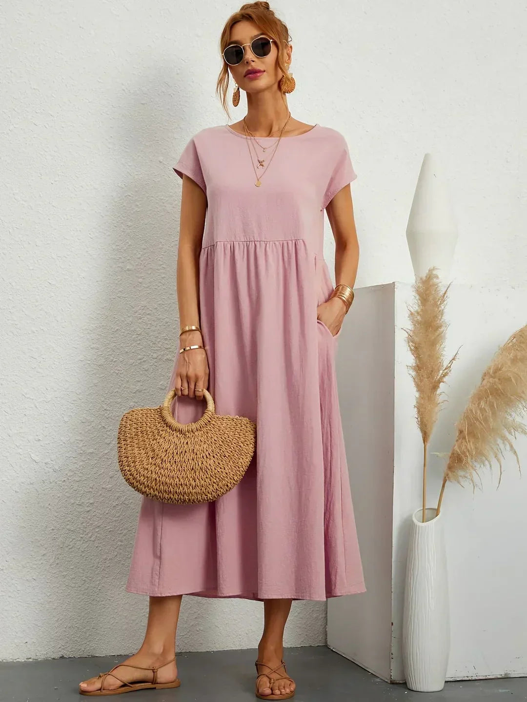 Quessara™ - Robe Midi Décontractée Coupe Fluide