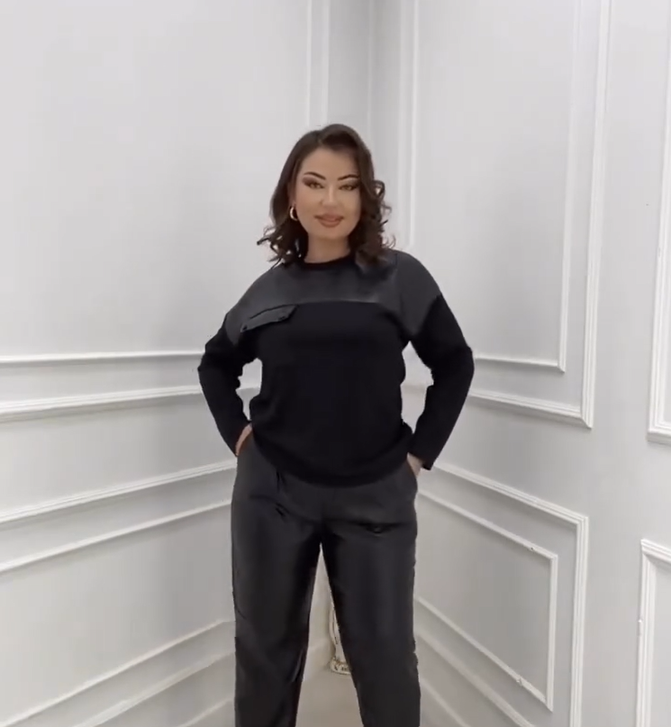 Orlisia™ - Ensemble deux pièces femme avec détails effet cuir