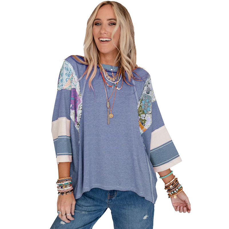 Mirelya™ - Haut Batwing Patchwork Léger