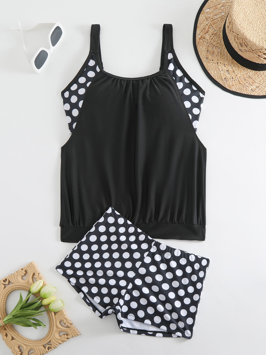 Hesoria™ - Maillot de bain femme deux pièces pois taille haute été plage