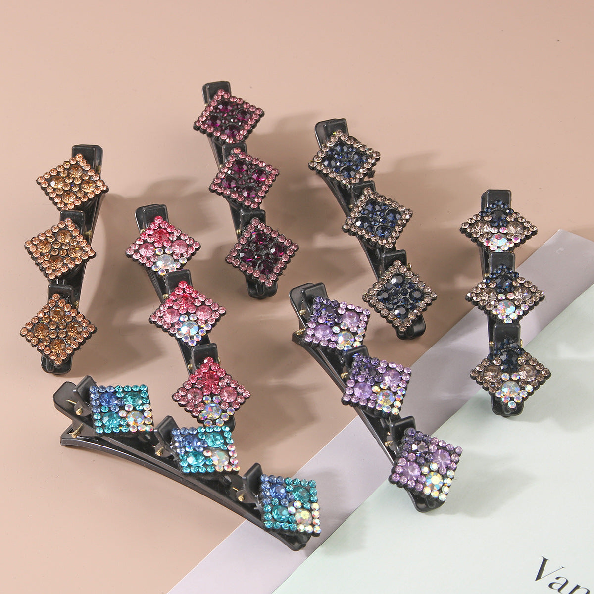 Kalinorae - Épingles à Cheveux Cristal Carré – Lot de 4