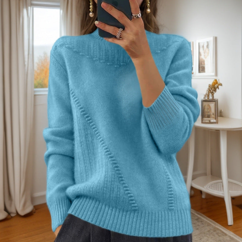 Marceline™ - Pull en Tricot à Col Mi-Haut