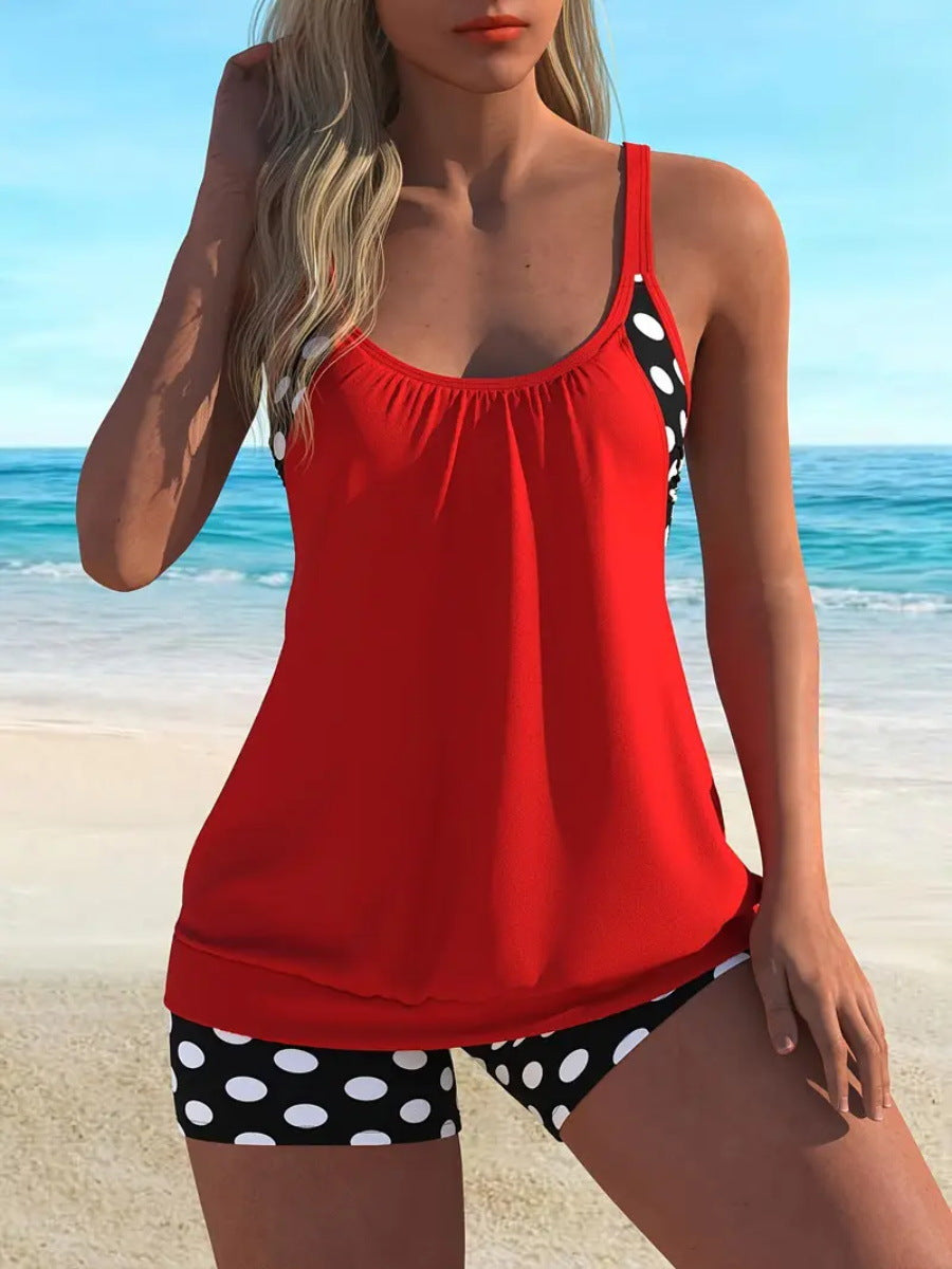 Hesoria™ - Maillot de bain femme deux pièces pois taille haute été plage