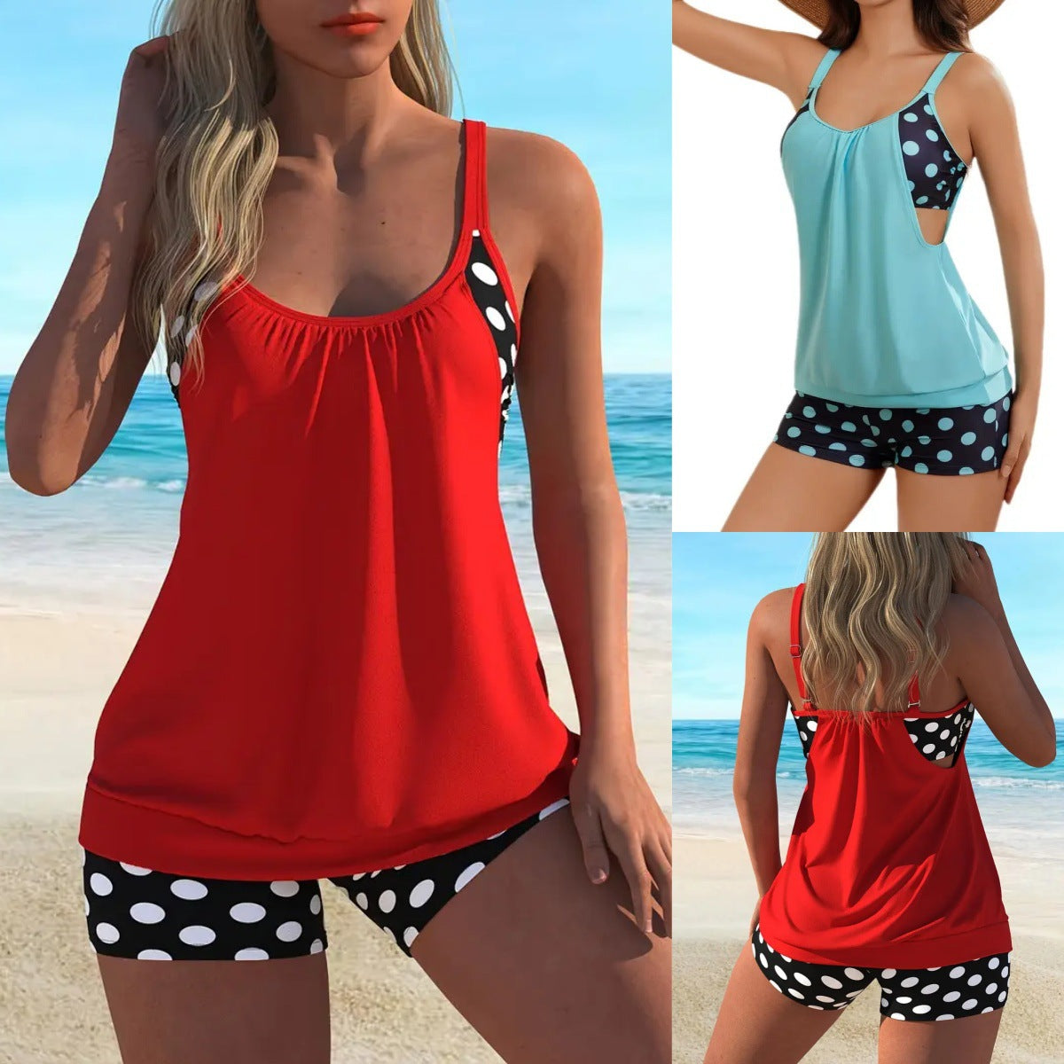 Hesoria™ - Maillot de bain femme deux pièces pois taille haute été plage