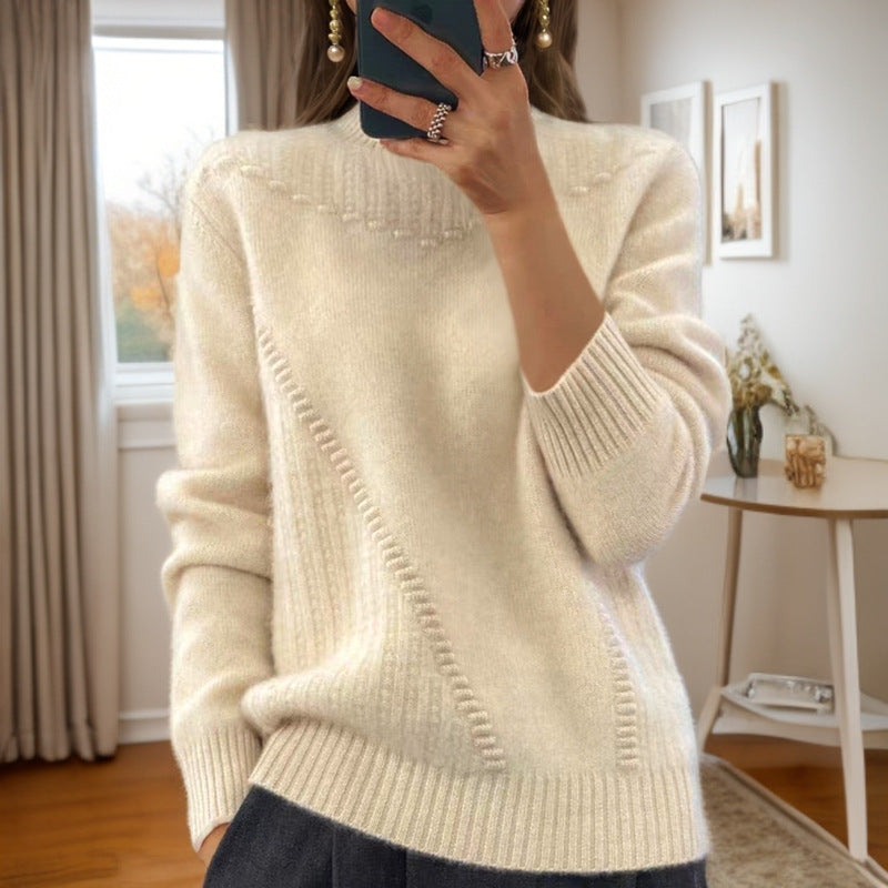 Marceline™ - Pull en Tricot à Col Mi-Haut