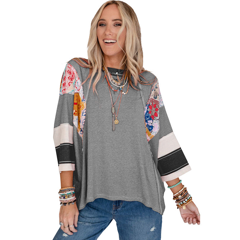 Mirelya™ - Haut Batwing Patchwork Léger