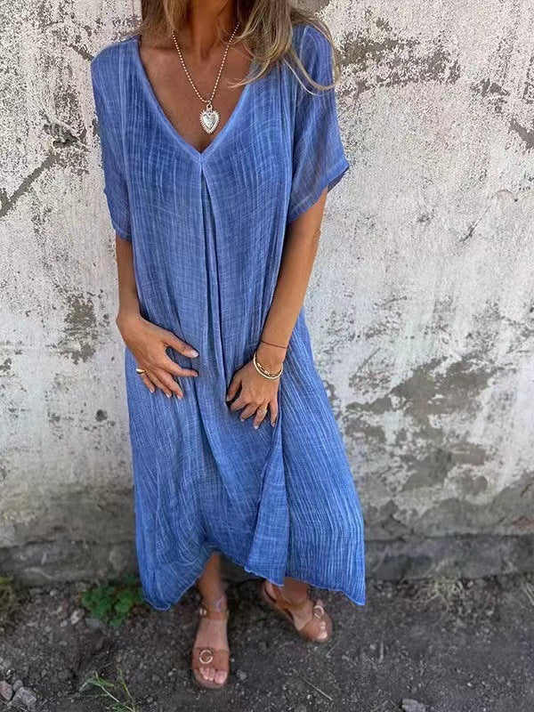 Fiorina™ - Robe Ample en Coton et Lin au Col V