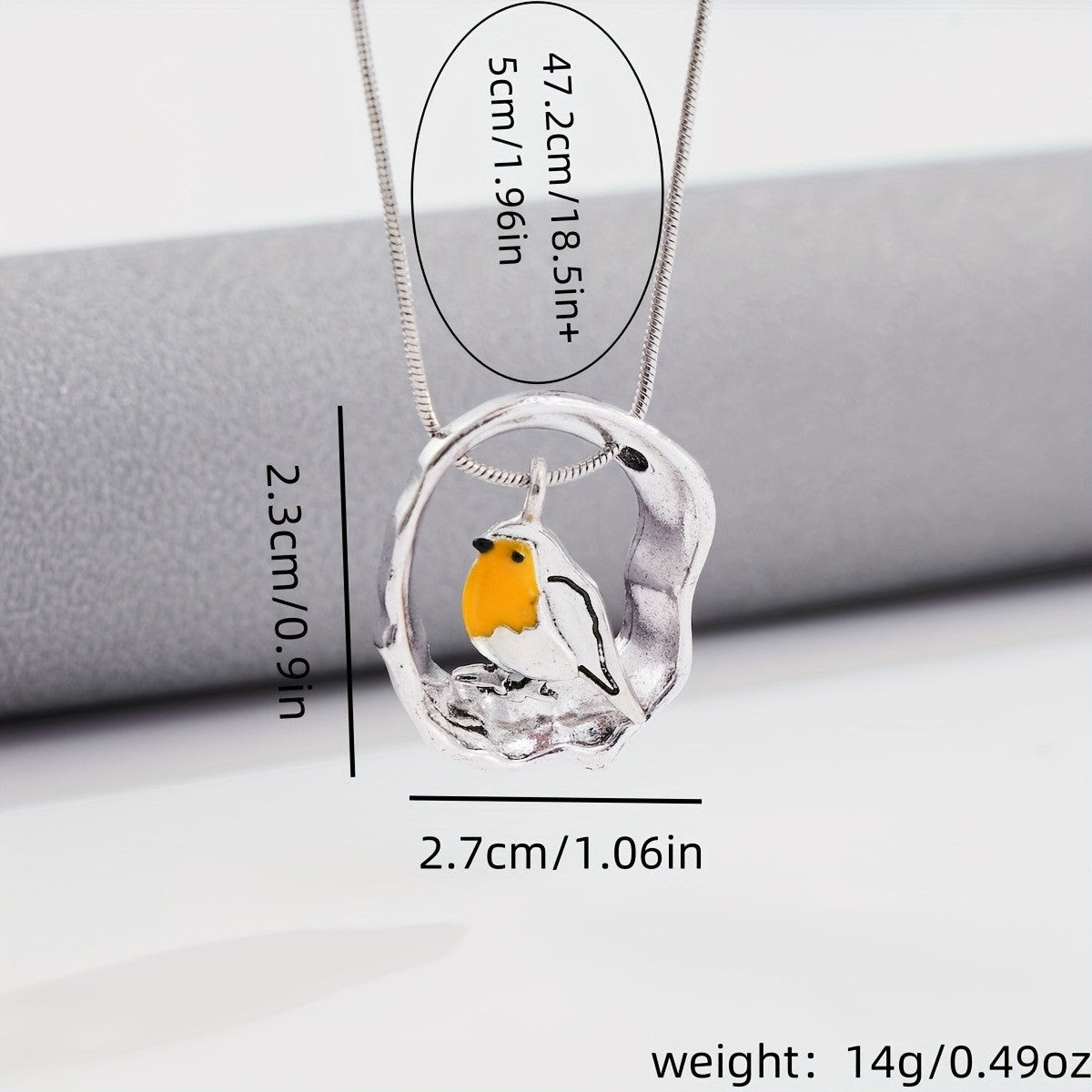 Kaelia - Collier femme avec pendentif rouge-gorge argenté