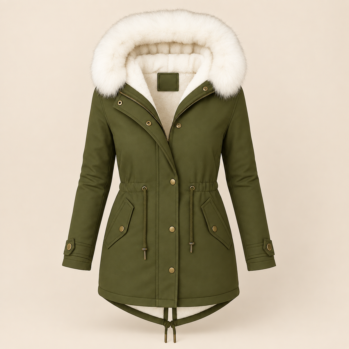 Charline - Parka longue femme à capuche et taille ajustable