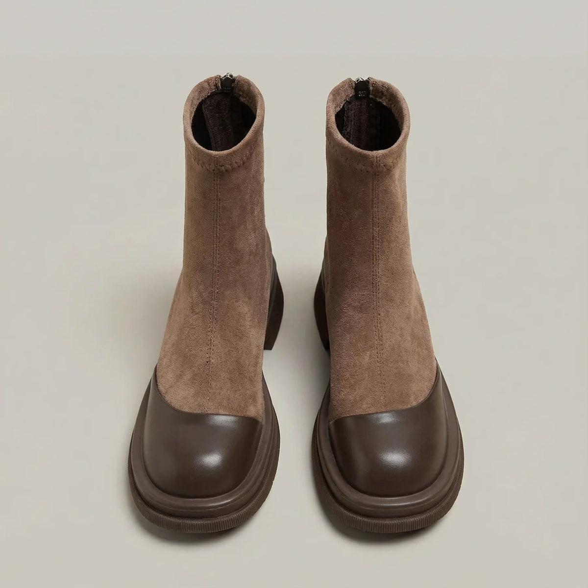 Dientje - Bottines femme à bout rond et talon bas avec fermeture zippée