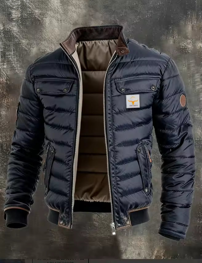 Leo - Veste mi-saison vintage pour homme à col montant