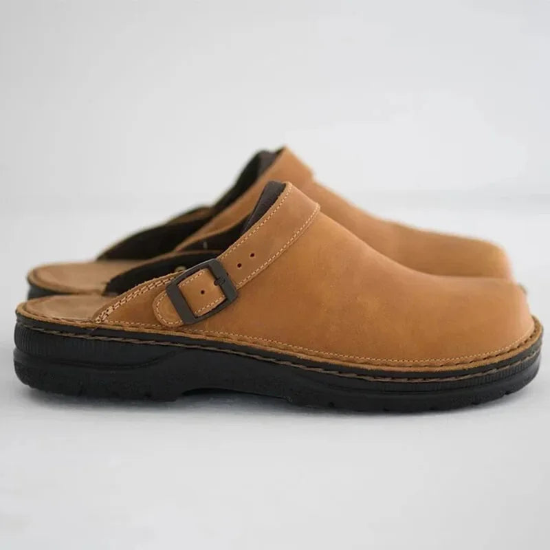 Jonas™ - Mules homme cuir bout fermé boucle semelle confort