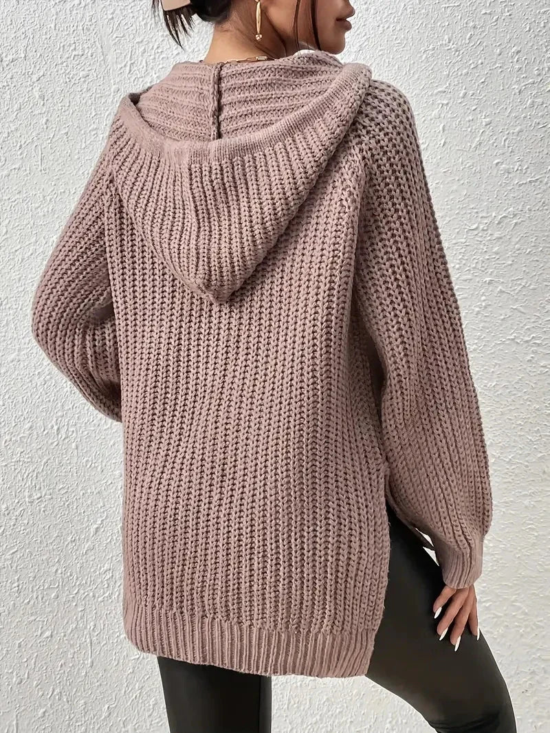 Maryvonne™ - Pull à Capuche avec Ourlet Fendu pour un Look Décontracté
