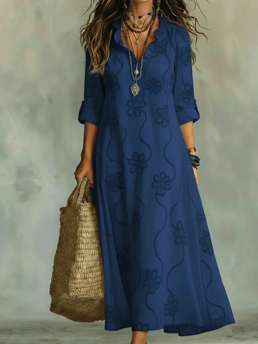 Florisse - Robe longue femme brodée à coupe fluide