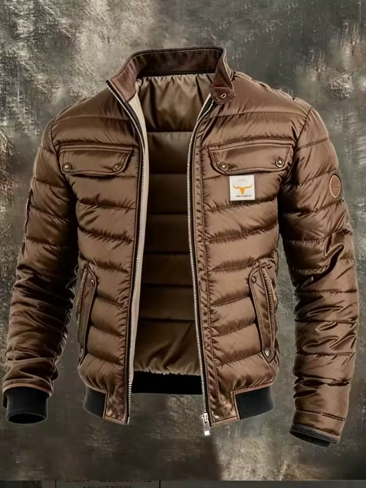 Leo - Veste mi-saison vintage pour homme à col montant