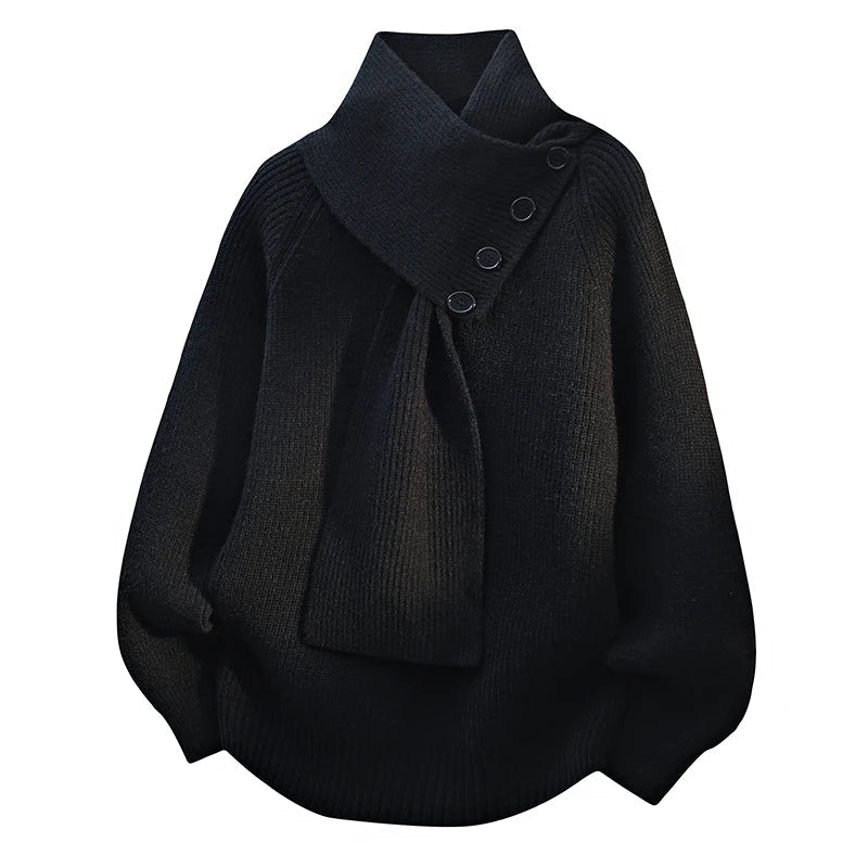 Selvarina - Pull Élégant à Col Écharpe