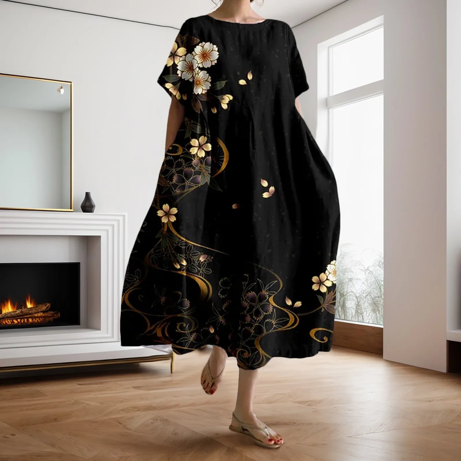Dahlia™ - Robe à fleurs avec décolleté en V