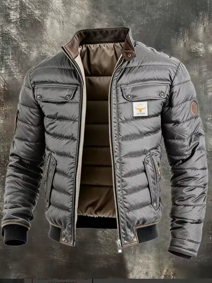 Leo - Veste mi-saison vintage pour homme à col montant