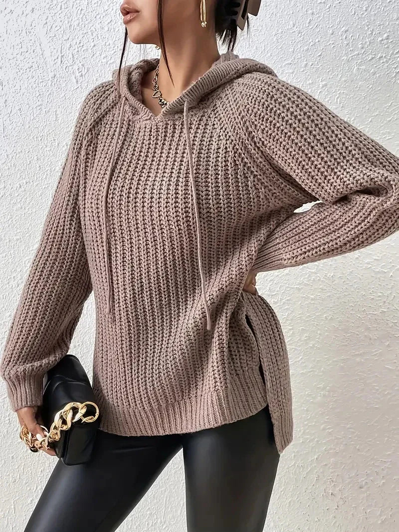 Maryvonne™ - Pull à Capuche avec Ourlet Fendu pour un Look Décontracté