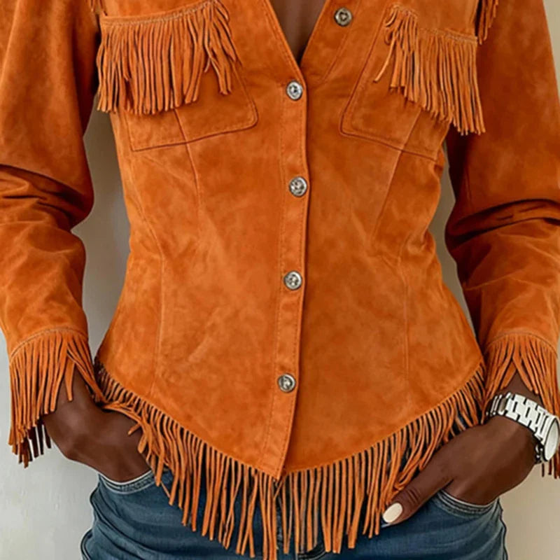 Faylarisse - Blouse Bohème Suédée à Franges