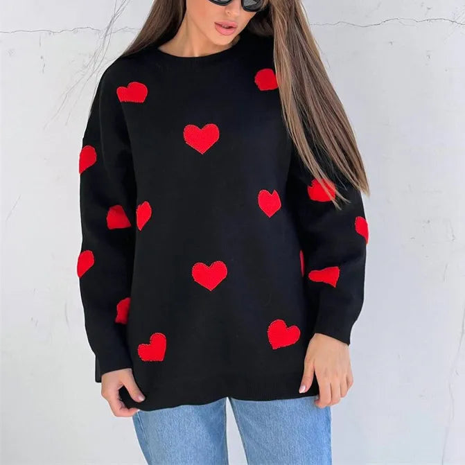 Abigail™ - Pull Tricoté à Motif Cœur