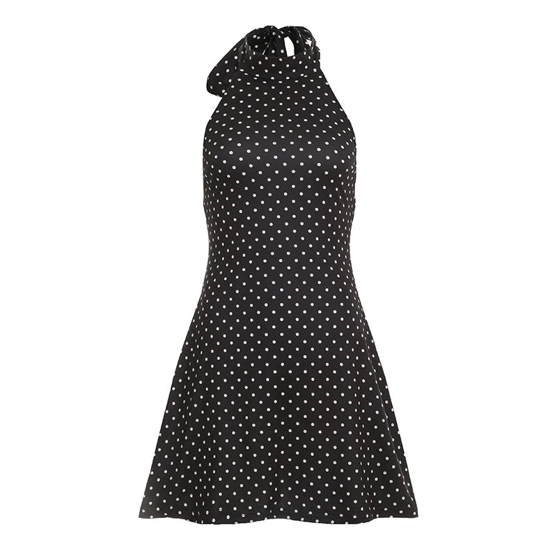 Hazelle - Mini robe femme dos nu à pois avec col halter