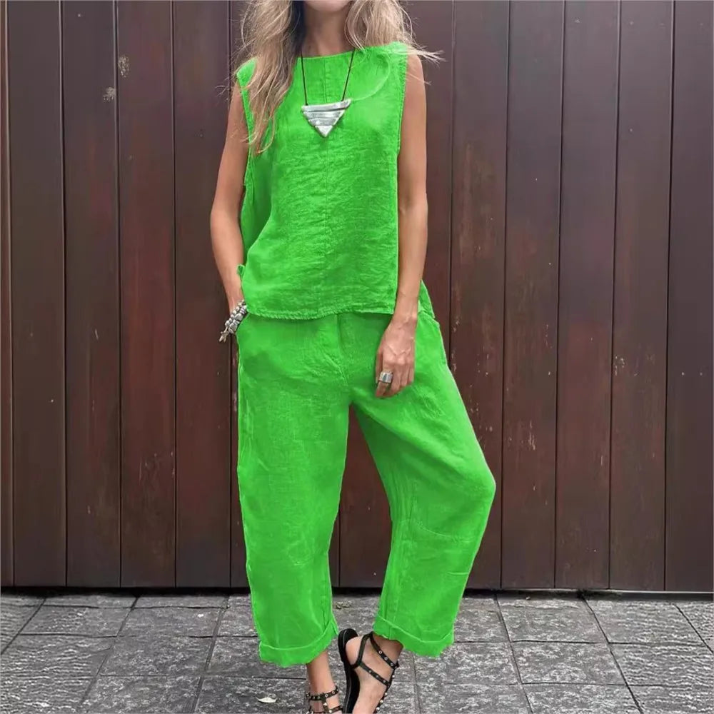 Ardelle™ - Ensemble Chic Deux Pièces – Top Sans Manches et Pantalon Élégant
