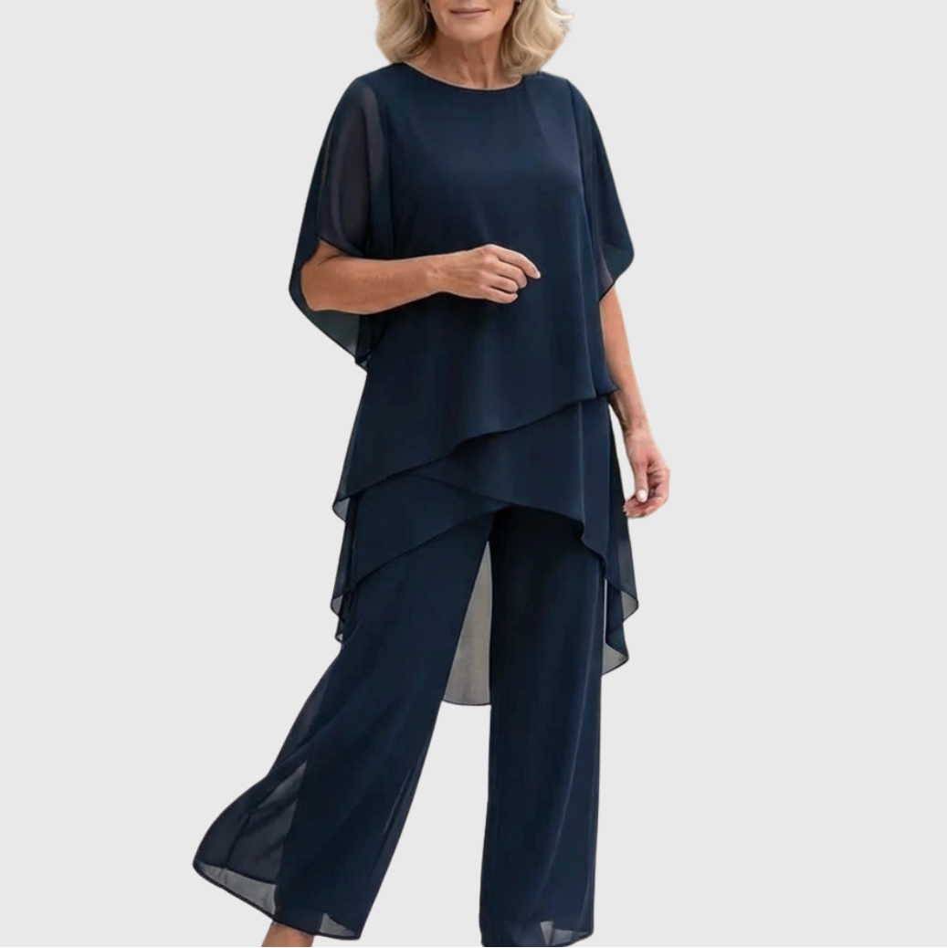 Fosira™ - Ensemble Élégant pour Femmes avec Pantalon Palazzo Drapé
