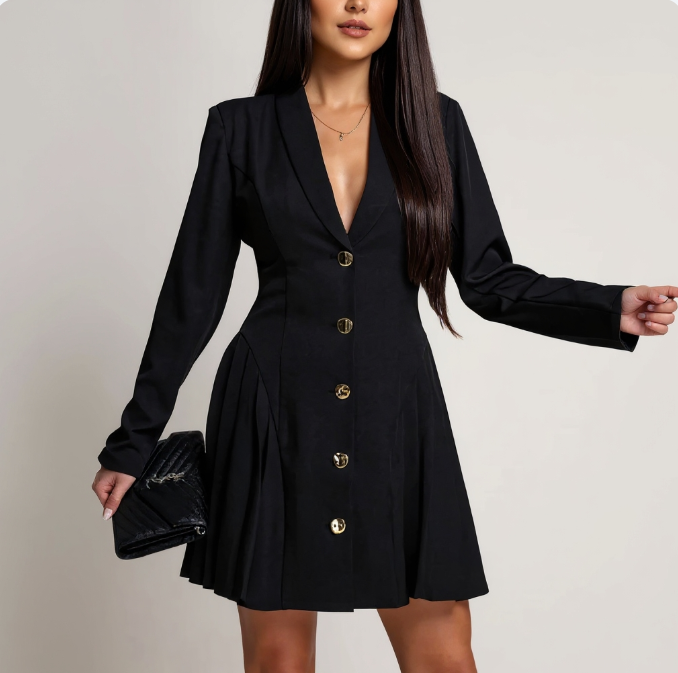 Nelavienne - Robe Chic Ajustée Avec Boucle Métallique
