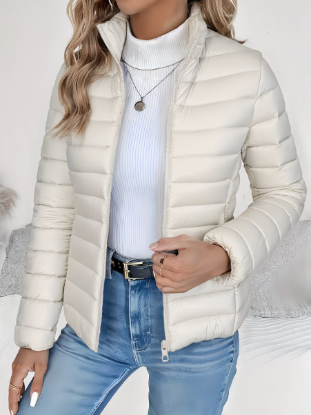 Noxira™ - Veste Femme Matelassée Légère Coupe Ajustée Col Montant Printemps