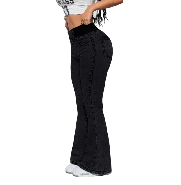 Rovindra™ - Jean Évasé Taille Haute Stretch Femme