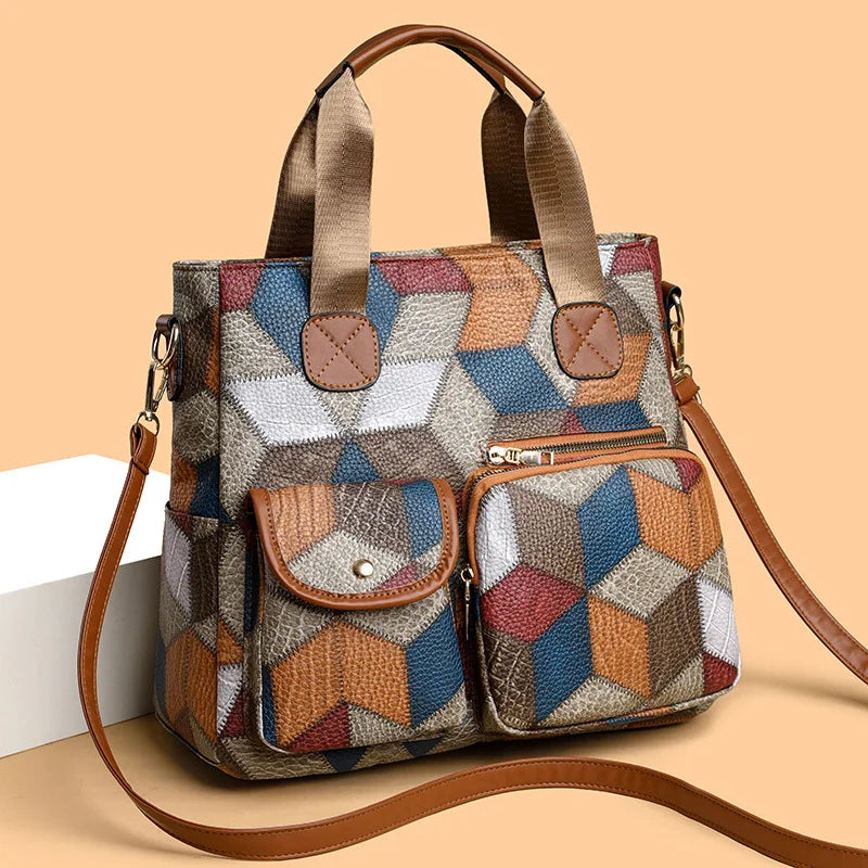 Mariellea™ - Sac À Main En Cuir Véritable Style Mosaïque