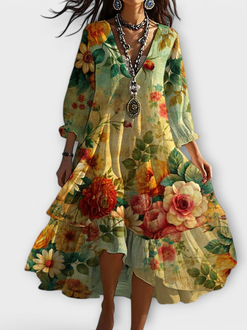 Ravina™ - Robe Fleurie Vintage Élégante et Légère