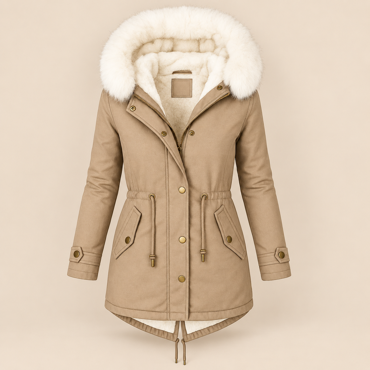 Charline - Parka longue femme à capuche et taille ajustable
