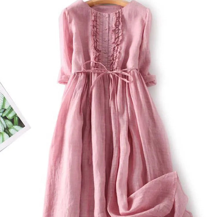 Tyrella™ - Robe Femme Maxi en Lin Ample et Fluide Style Décontracté Élégant