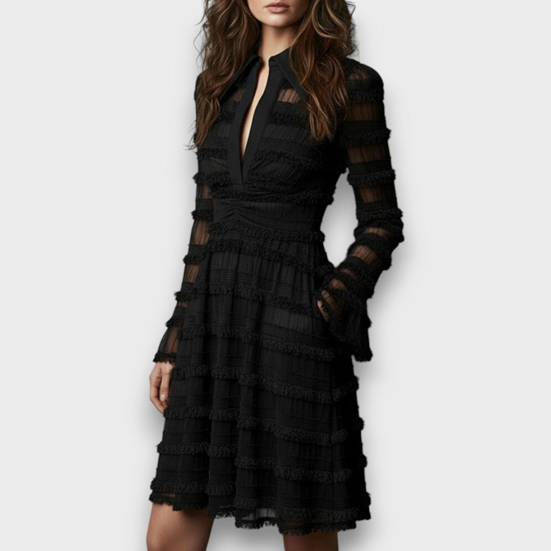 Hyacinthe™ - Robe Midi Élégante à Franges Transparentes