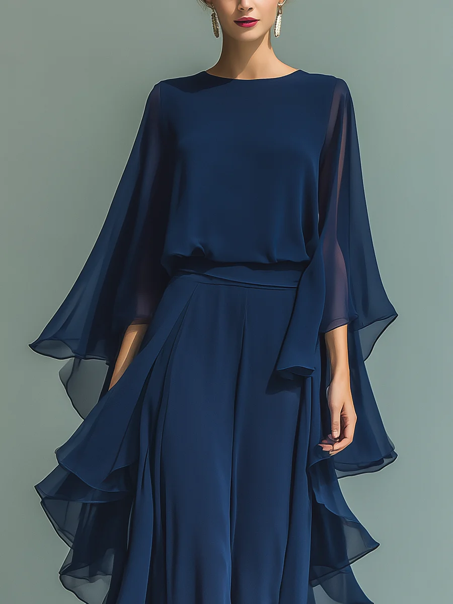 Cynvra™ - Ensemble Femme Fluide Volants Élégant Pour Soirée Et Événements