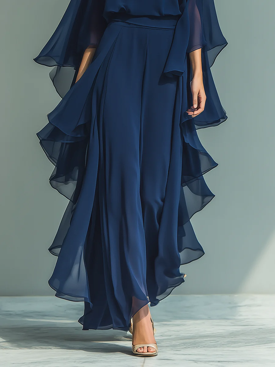 Cynvra™ - Ensemble Femme Fluide Volants Élégant Pour Soirée Et Événements