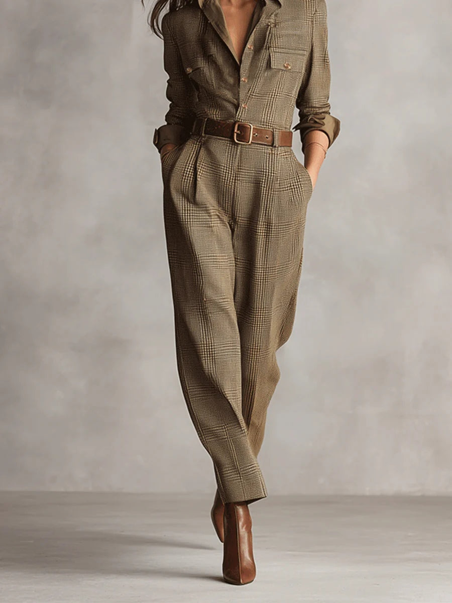 Jovanna - Combinaison En Tweed Chic À Carreaux Raffinés