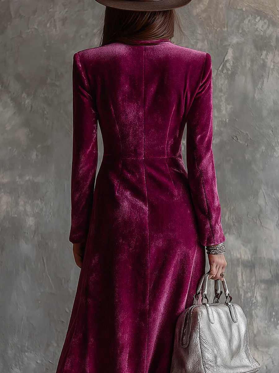 Helavine - Robe Longue Élégante en Velours pour Femme
