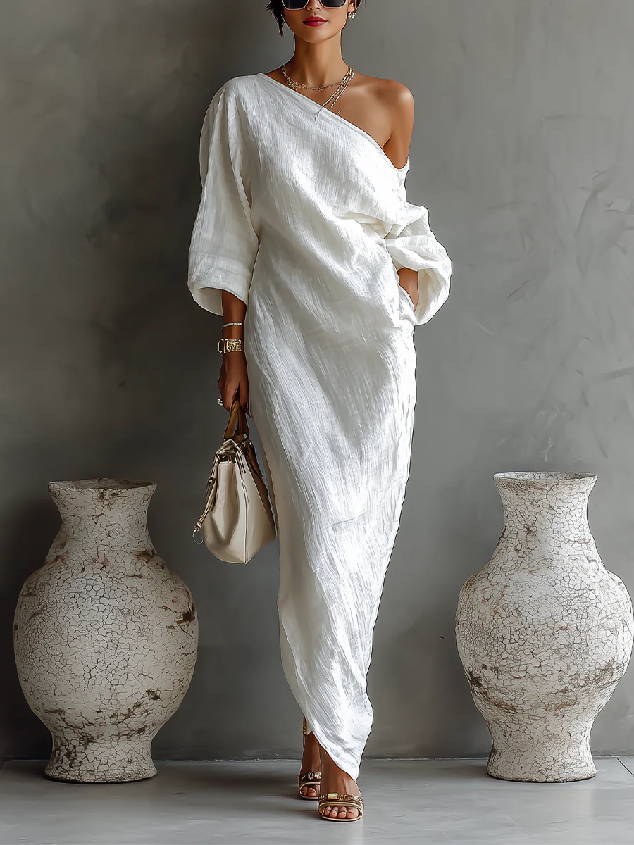 Merisia - Robe maxi femme asymétrique à une épaule