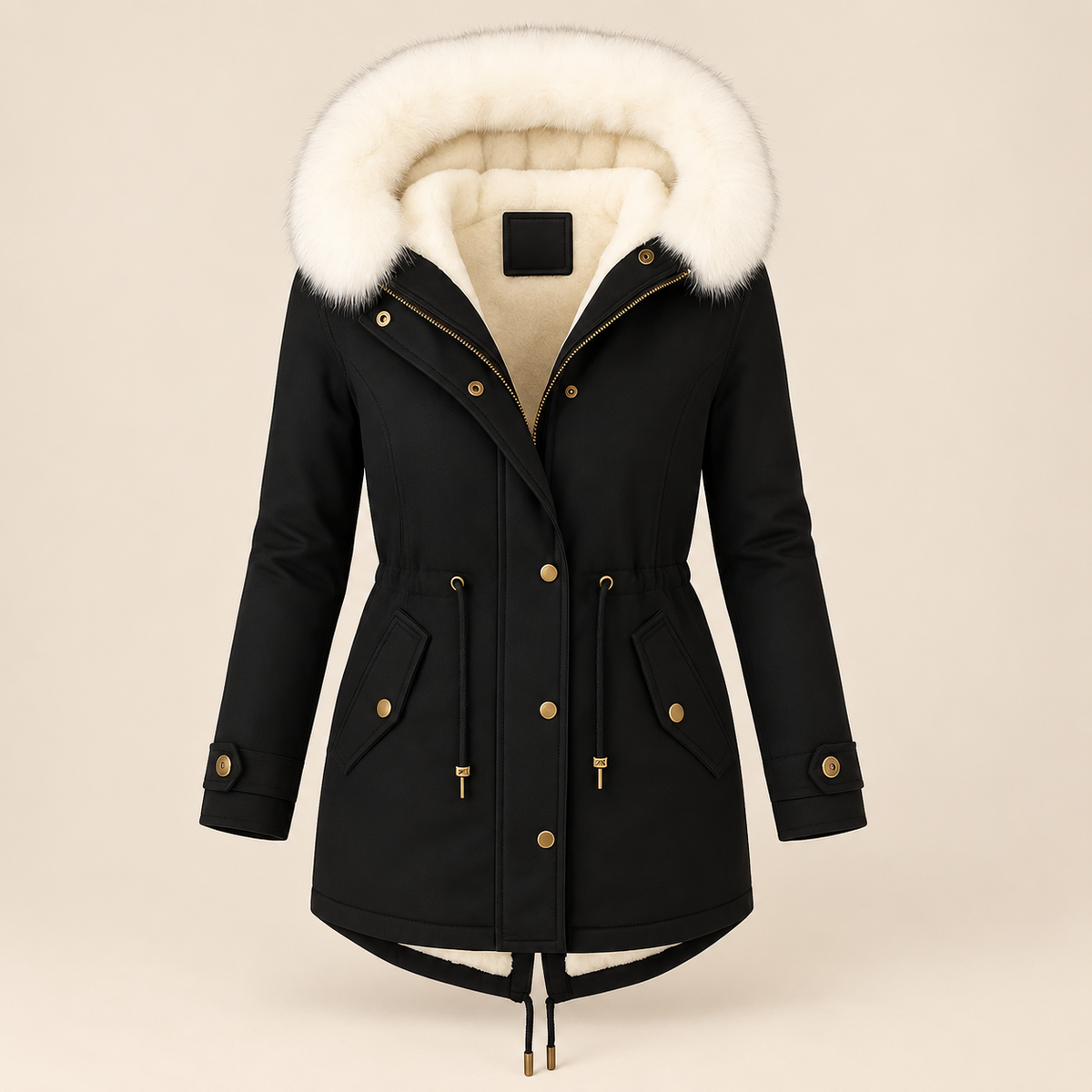 Charline - Parka longue femme à capuche et taille ajustable