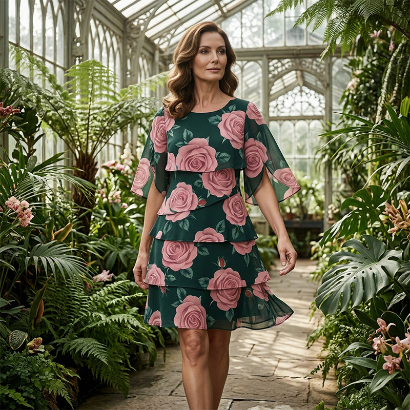Qyvelle™ - Robe Femme Imprimé Floral Coupe Ample Manches Fluides Style Élégant