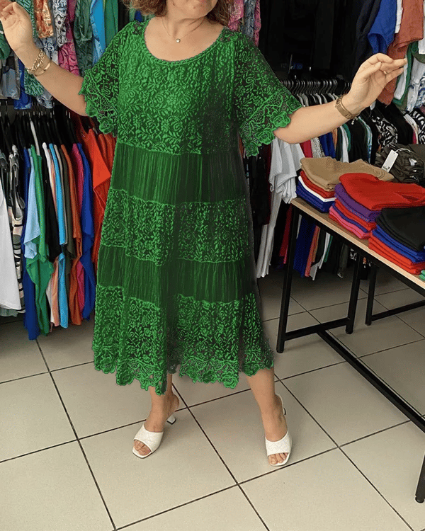 Gwenira™ - Robe Élégante Unie en Dentelle – Raffinement Subtil pour Toutes les Occasions