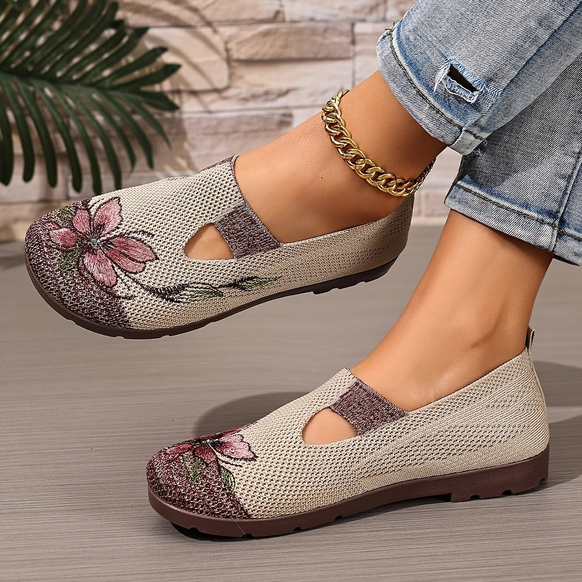 Arixa™ - Chaussures Respirantes Confortables à Broderie Fleurie
