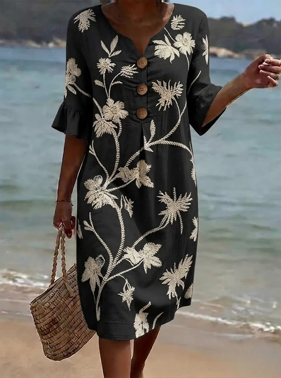 Ariella - Robe femme en coton à imprimé floral